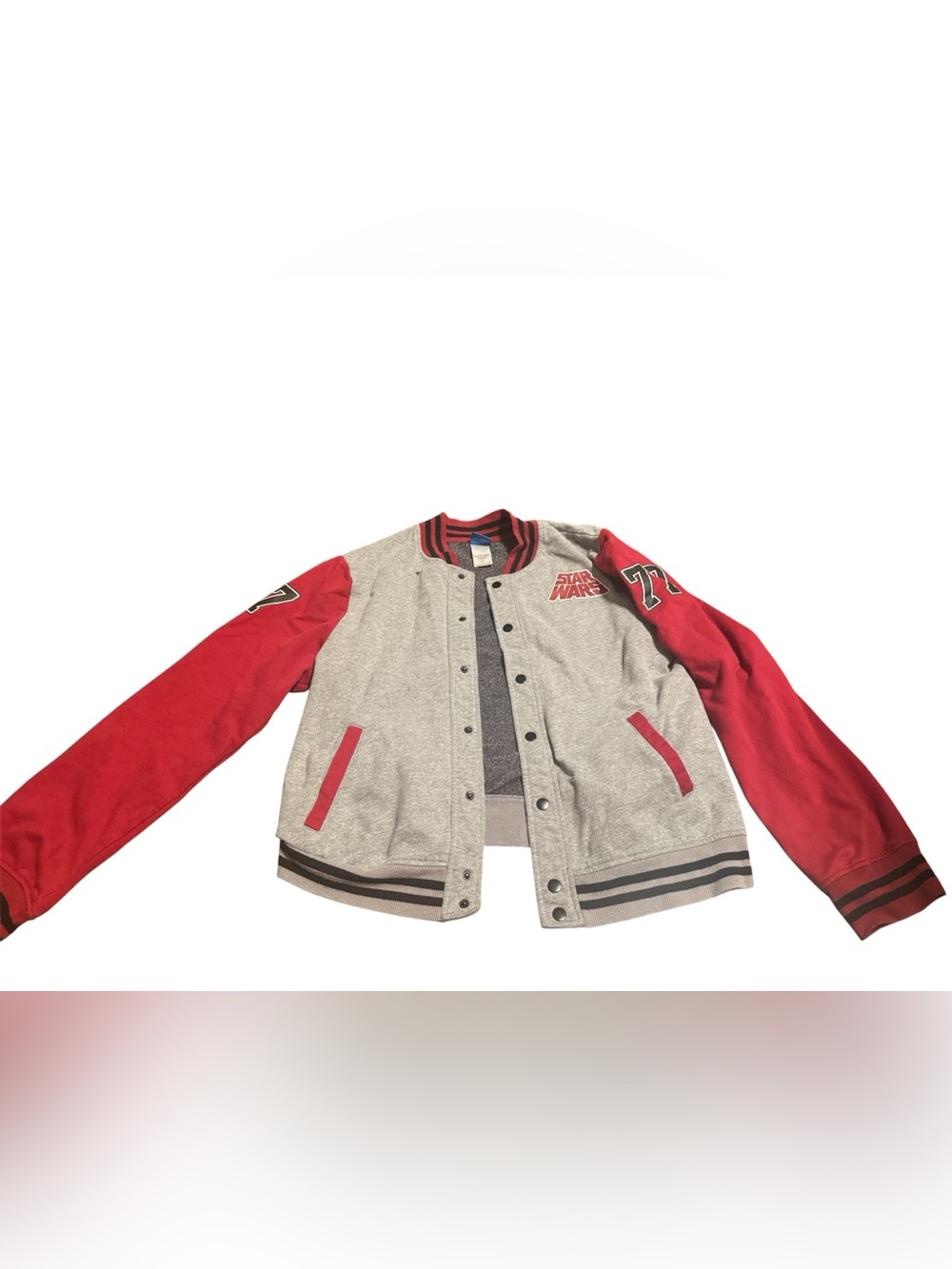 Star Wars Varsity sweater Jacket Gray Red size large